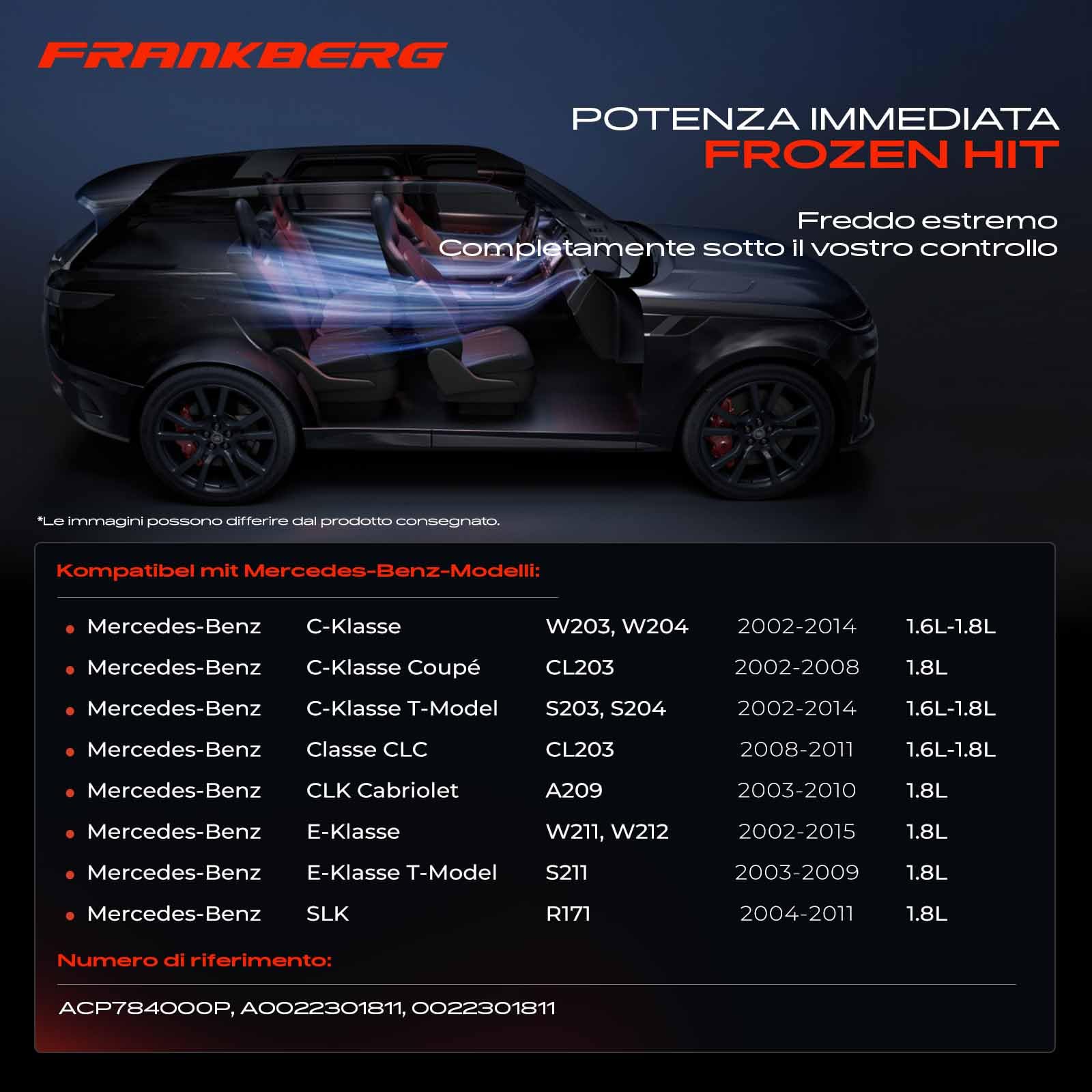 Frankberg Compressore per aria condizionata con frizione, benzina | ACP784000P; Compatibile con: Classe C Modello T S203, Classe E Modello T S211, Classe E W212, Classe E W211