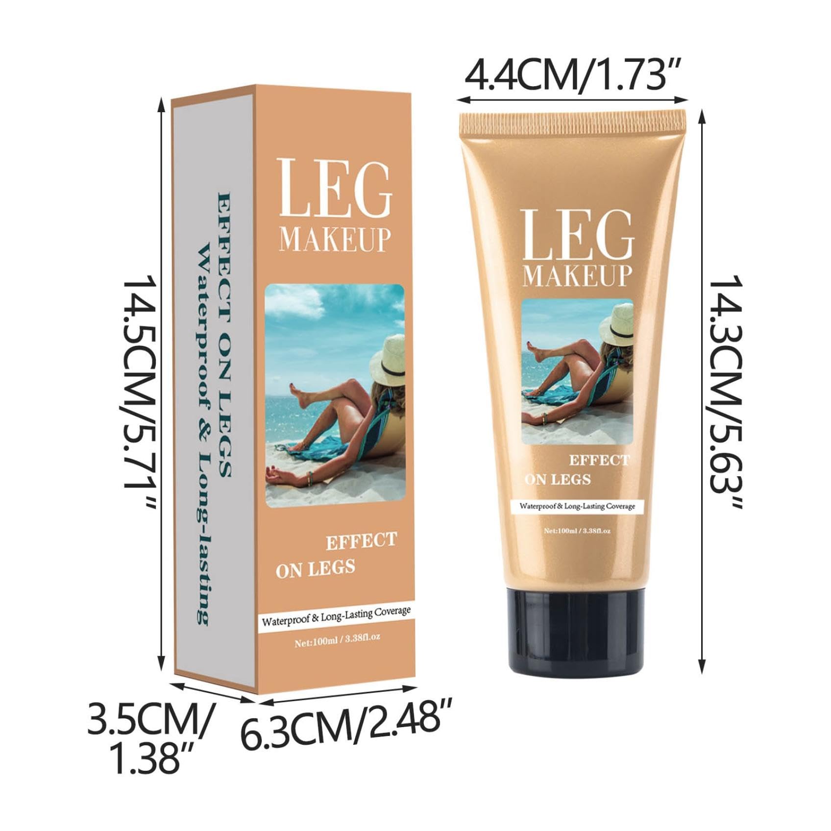 Kyne Leg Perfector, Body Coverage Perfector Für Beine,Körper Leg Make Up Wasserfest,Tattoo Make Up Cover,Tattoo-Abdeckung Für Körpernarben, Leicht Aufzutragen,Volldeckender Concealer,Weizenfarbe