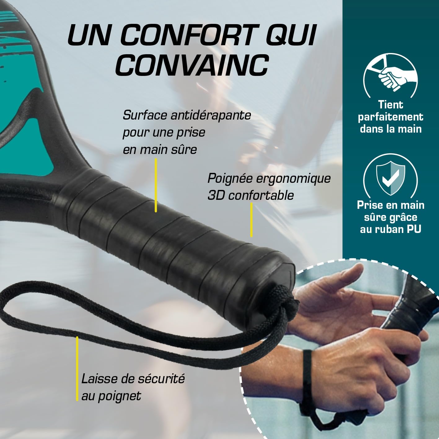 #DoYourSports Kit de Raquettes de Padel | Raquettes de Padel et kit de démarrage, 2 Raquettes pour Le Padel avec Balle et Filet | Poignée antidérapante, idéale pour l'entraînement et Les Loisirs
