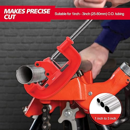 Miniatura 3 de Godora Herramienta de corte de tubos resistente de 1-3 pulgadas 25-80 mm con una cuchilla extra, cortador de tubos rígido y afilado corta hasta