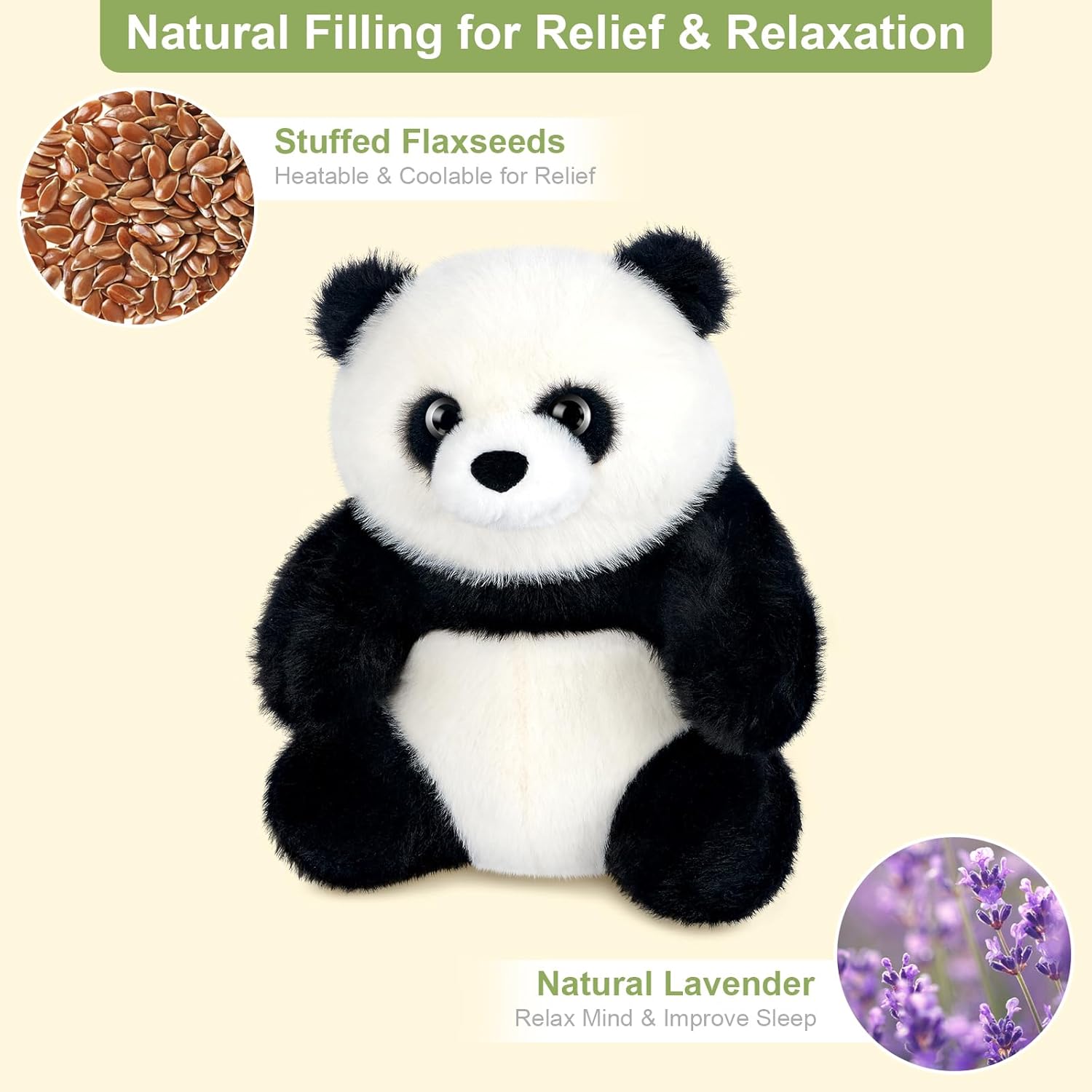SuzziPals Heatable & Coolable Panda Stuffed Animals, Cute Microwavable Heating Pad Plushies for Soothing & Relaxation, Stuffed Panda Plush Toys, Emotional Support Panda Plush Toy Gifts