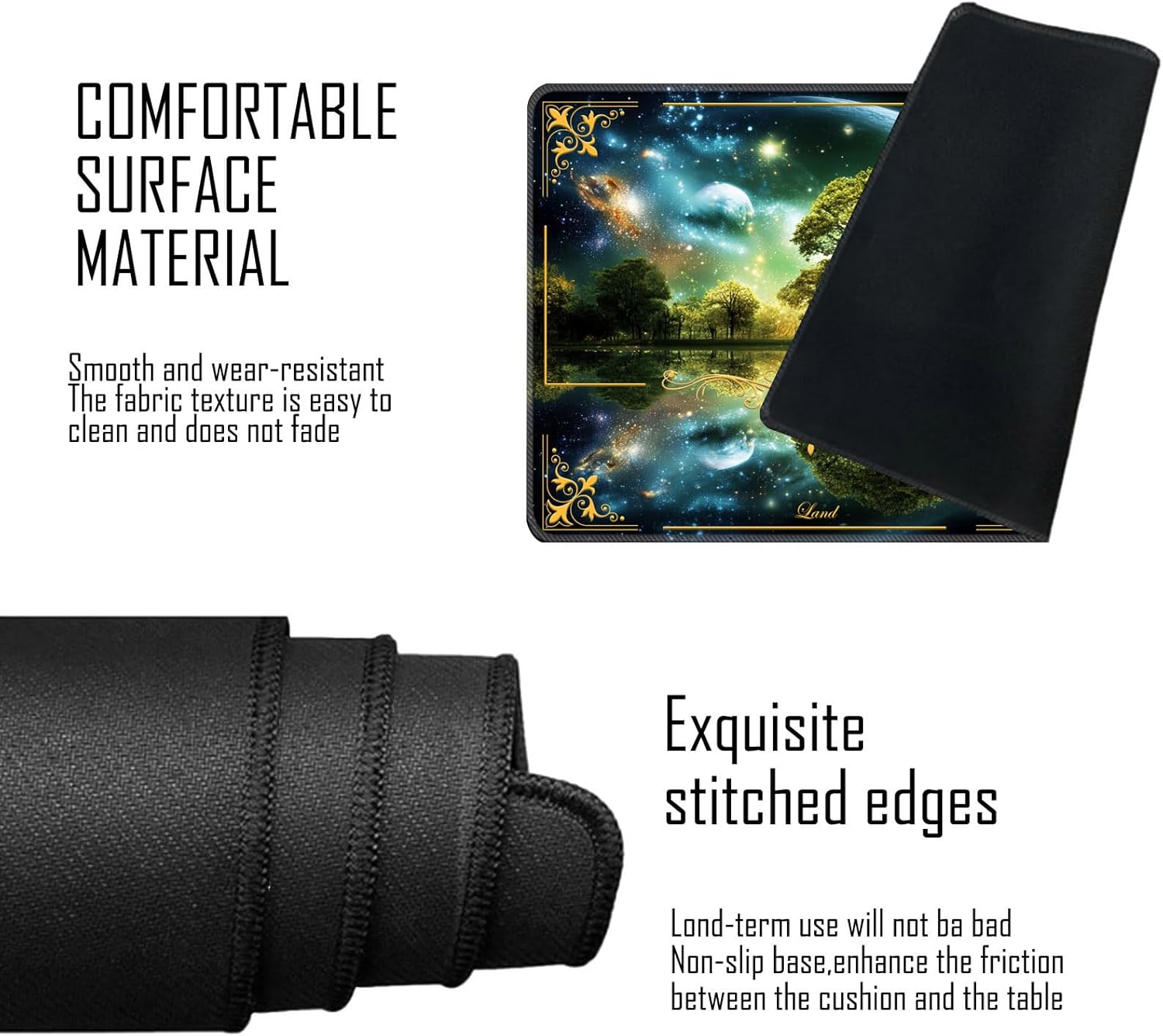Premium Stitched MTG Playmat with Zones and Non-Slip Rubber Backing - TCG Play Mat for MTG and Other Card Games, Cosmic Tree
