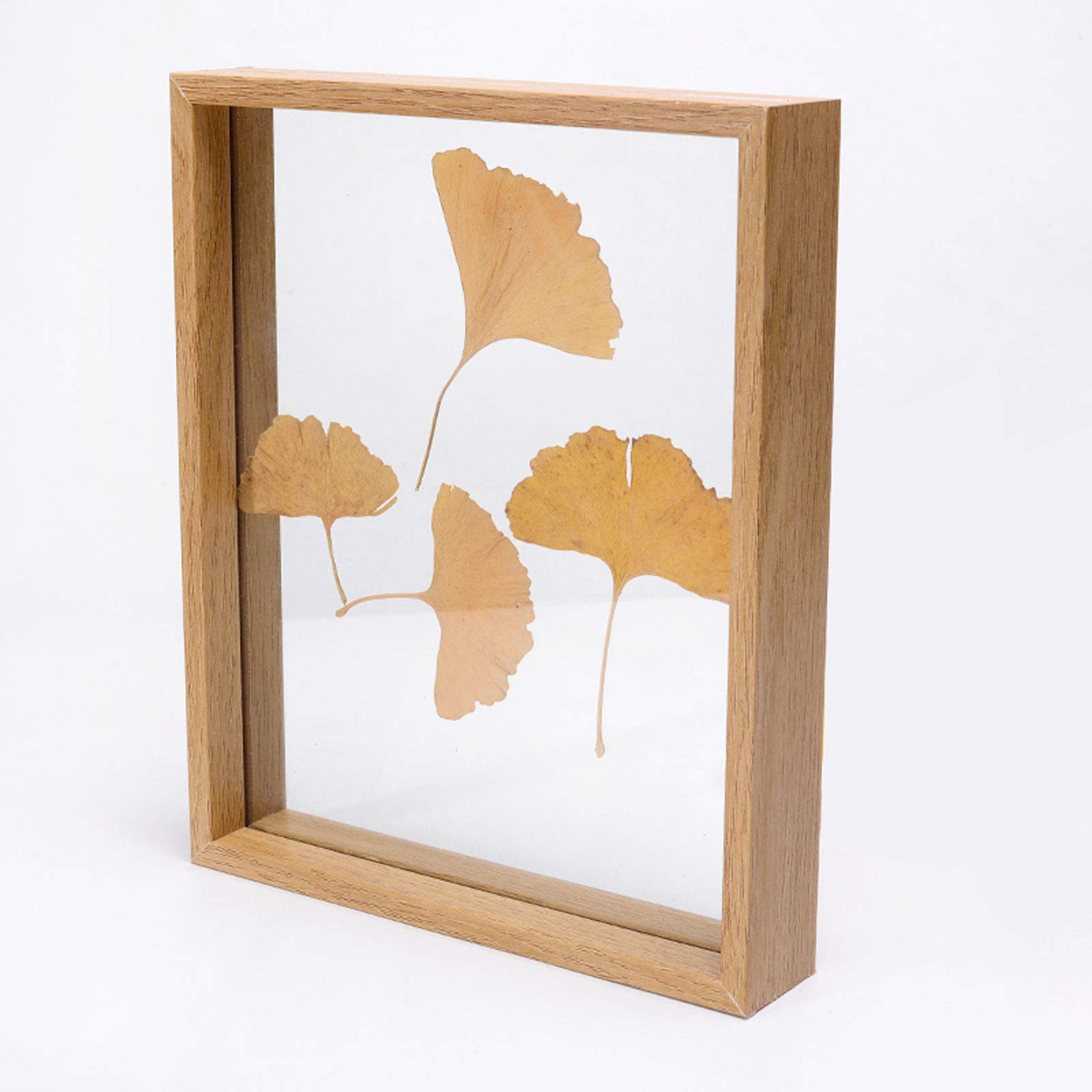 Photo Frame, Rectangle Wood Picture Photo Frames Double Sided Transparent Glass Herbarium For Pressed Flowers Frames Dried Leaf Display Desktop,6 Inches (Color : Wood Color, Size : 6 inch)