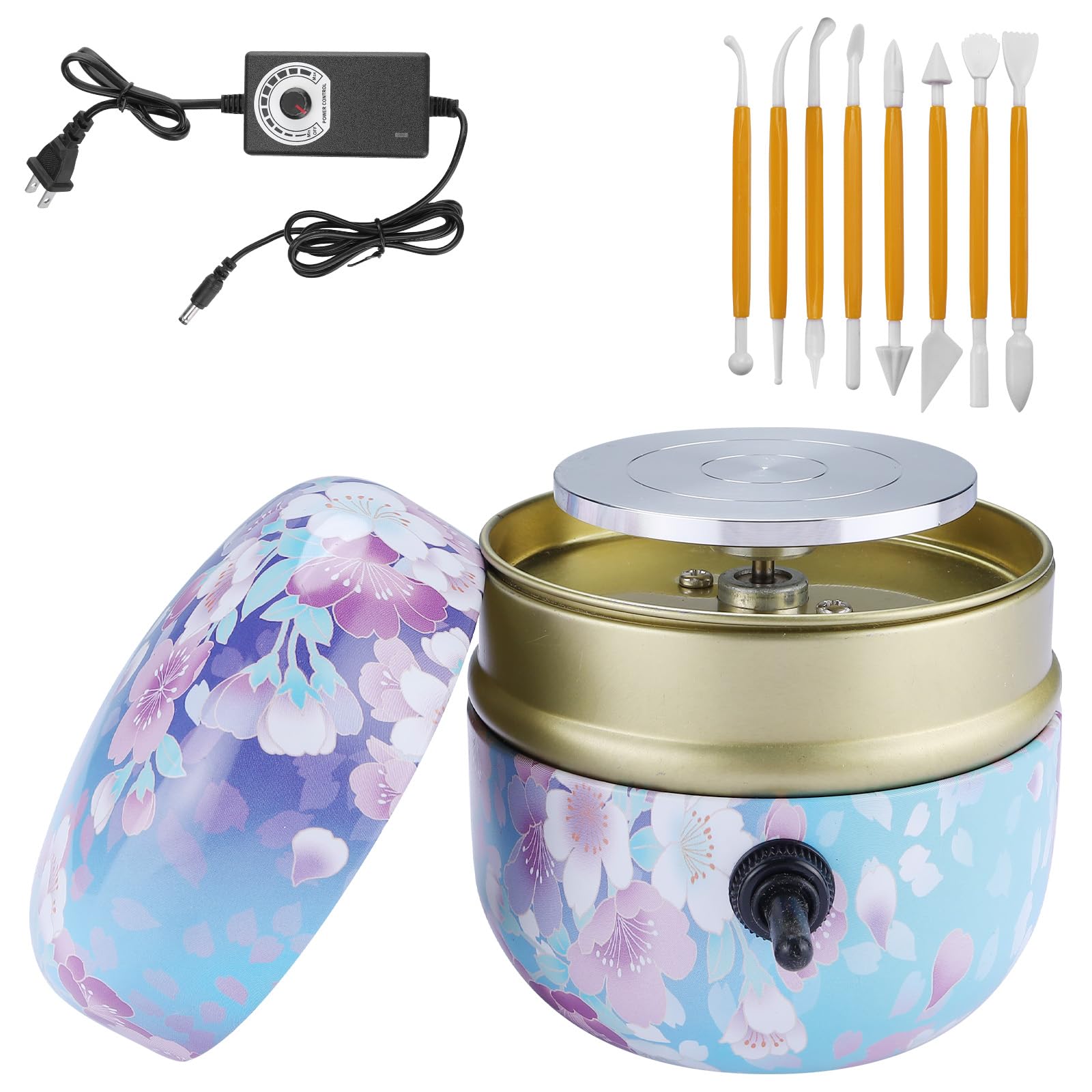 Toolly Electric Mini Pottery Wheel, Small Pottery Wheel, Adjustable Speed Pottery Wheel Forming Machine with Tray for Beginners and Ceramics Art