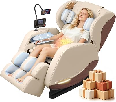 2026 Massage Chair Full Body, Zero Gravity Massage Chair Recliner with 14 Fixed Rollers, 8 Airbags, Foot Massage, Lumbar Heating, Touch Screen, Bluetooth Speaker & Ambient lighting for Lover, Parents