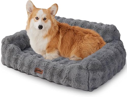 Miniatura 14 de Sofá pequeño para perros – Sofá cama ortopédico para gatos de interior, sofá de piel sintética esponjosa para perros con espuma de huevo de apoyo,