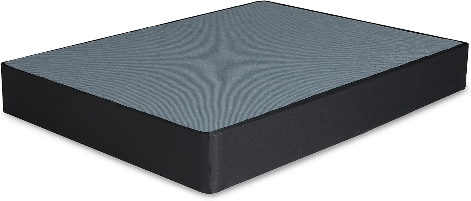 Signature Design by Ashley 10" Mattress Box Spring with Metal Foundation, Sturdy and Durable, Ready to Assemble, Parts and Tools Included, Queen, Removable Black Fabric Cover