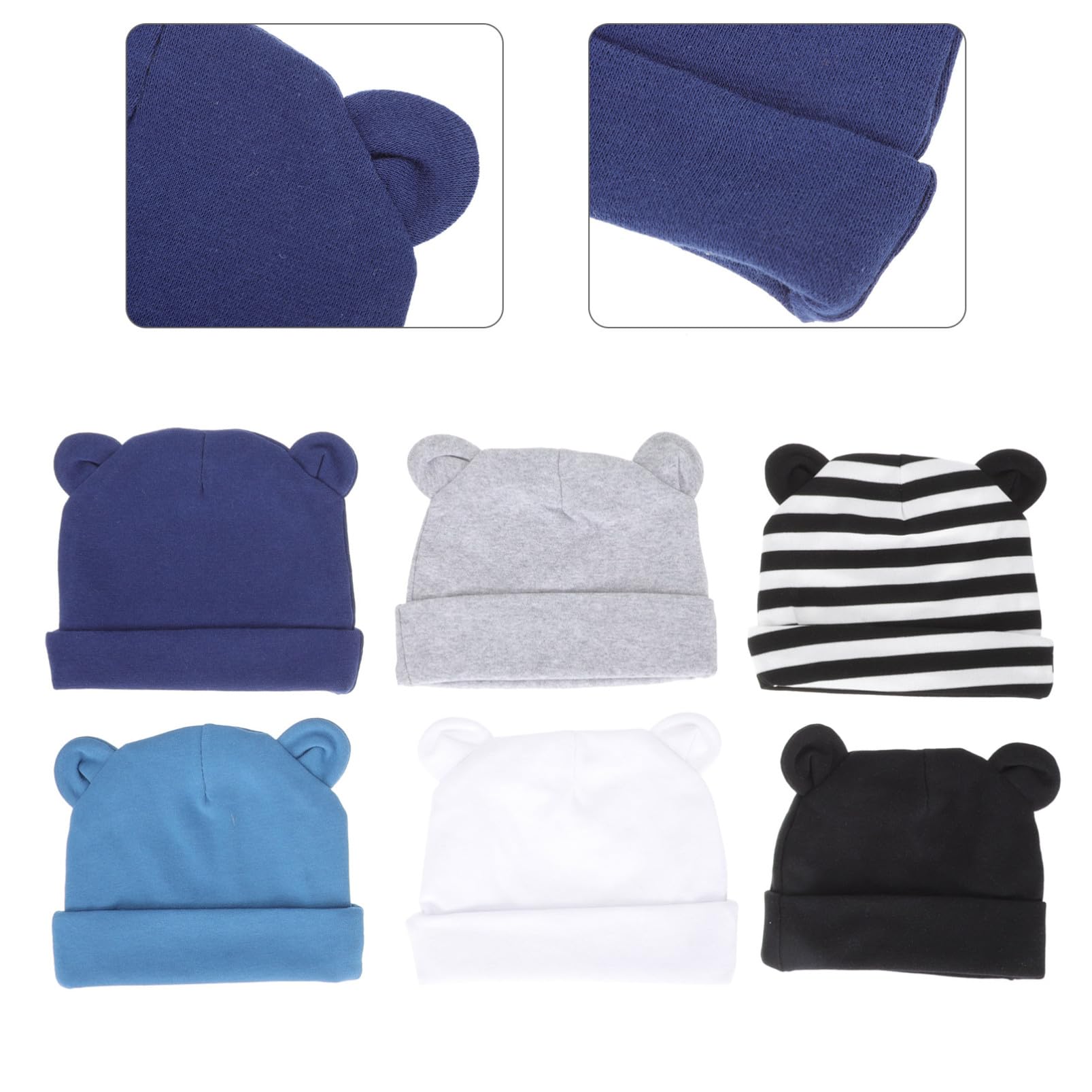 GALPADA 12piezas Gorro De Algodón para Niño Niña Pack De Sombreros Infantiles Orejas De Oso Protección Cómoda y Transpirable para Recién Nacidos Marino Denim Rayas