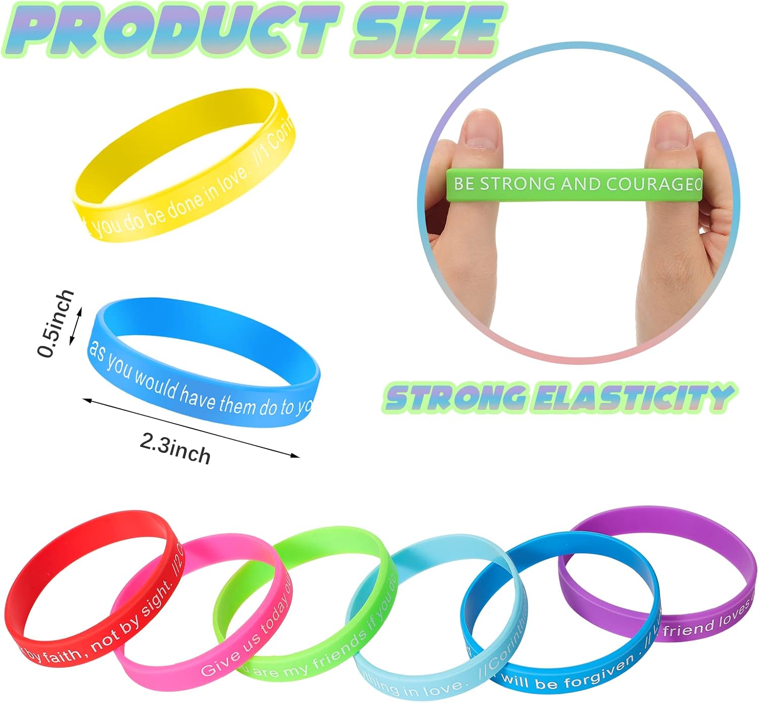 CHENGU 100 Pcs Bible Verse Bracelets Bulk, Christian Silicone Bracelets