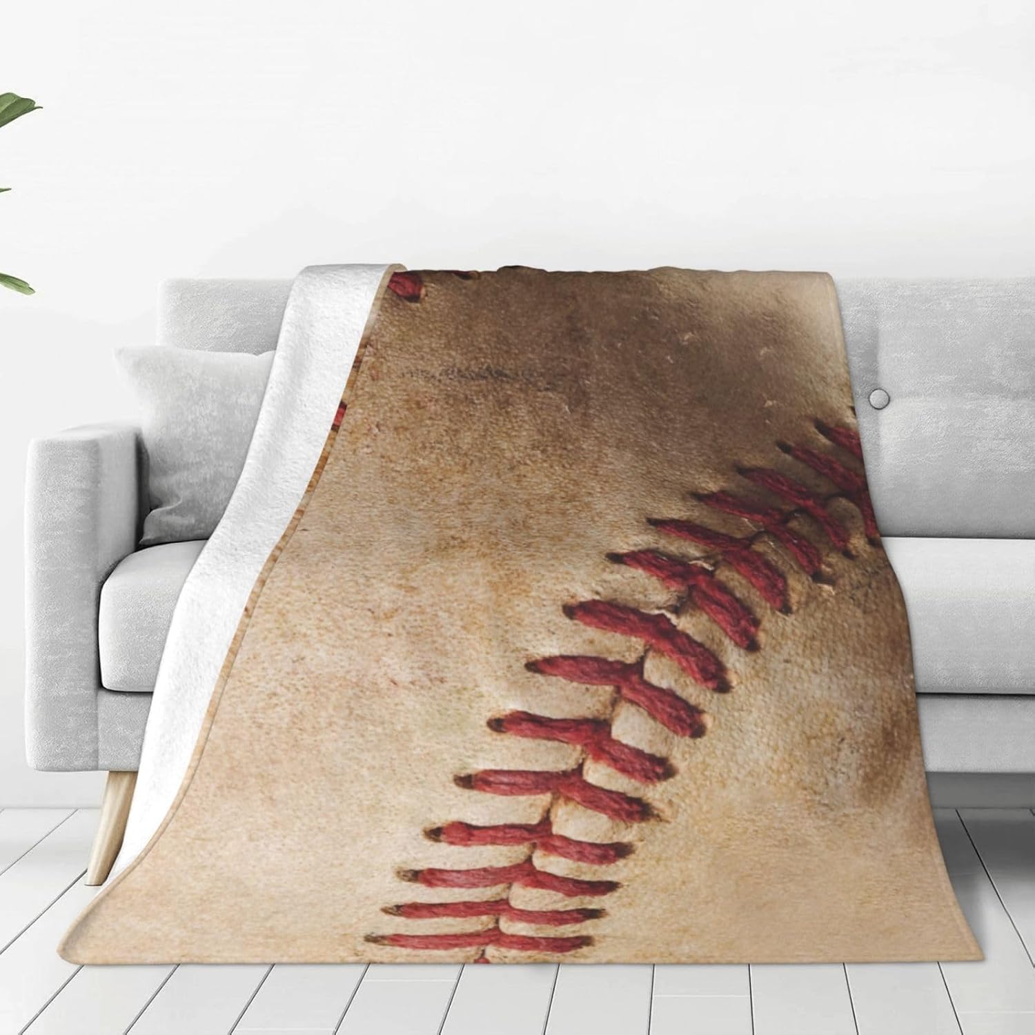 Baseball Blanket Retro Throw Blankets Flannel Fleece Plush Warm Cozy Blanket for Bed Couch Sofa Travel 60"X80"