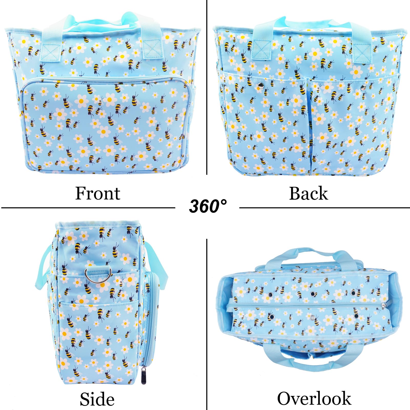 Stricktaschen und Tragetaschen, Organizer, große Häkeltasche (blaue