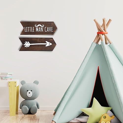 Miniatura 9 de Letrero de cueva de hombre pequeño para niños, 2 piezas de 14 x 5 pulgadas, decoración de pared para habitación de bebé, decoración de pared para