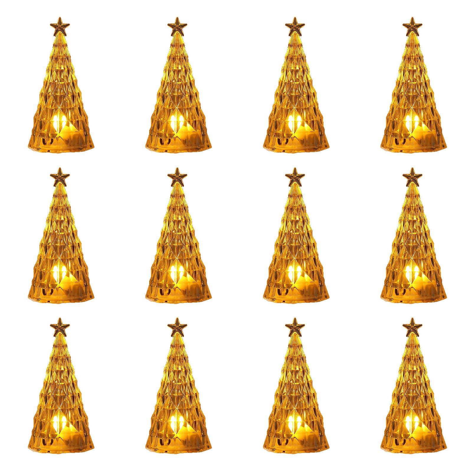 YWLUUOO 12 Pcs Christmas Tree Decorations with Lights Small Tree Tabletop Ornaments Party Supplies for Home Holiday Decoration Chrismas Decoration with Lights