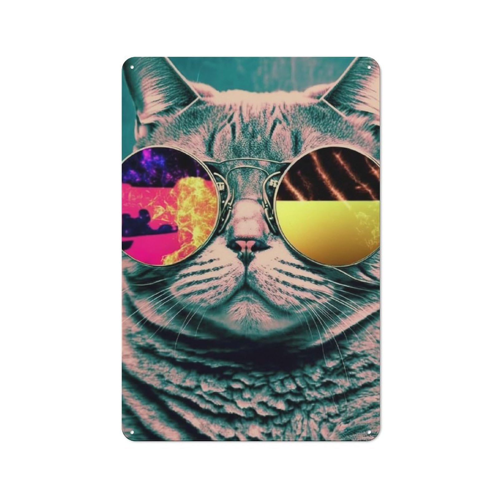 Junmoney Cat Neon Tin Wall Plaque 30X20cm With For Guest Room Or Hallway, For Hallway Wall Decor Fans