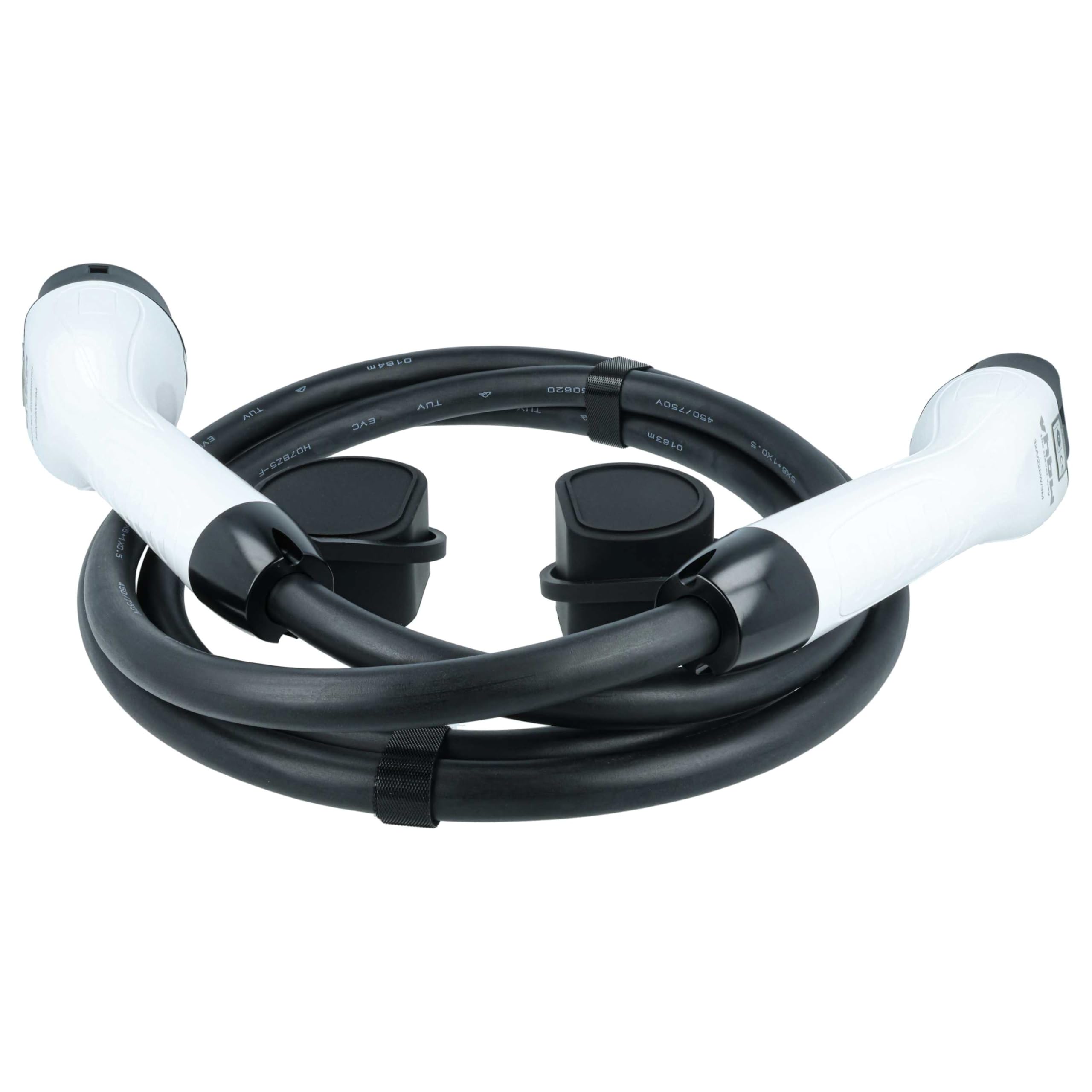 vhbw Cable Carga Tipo 2 a Tipo 2 para Coche eléctrico - Cable conexión, 3 Fases, 32 A, 22 kW, 3 m