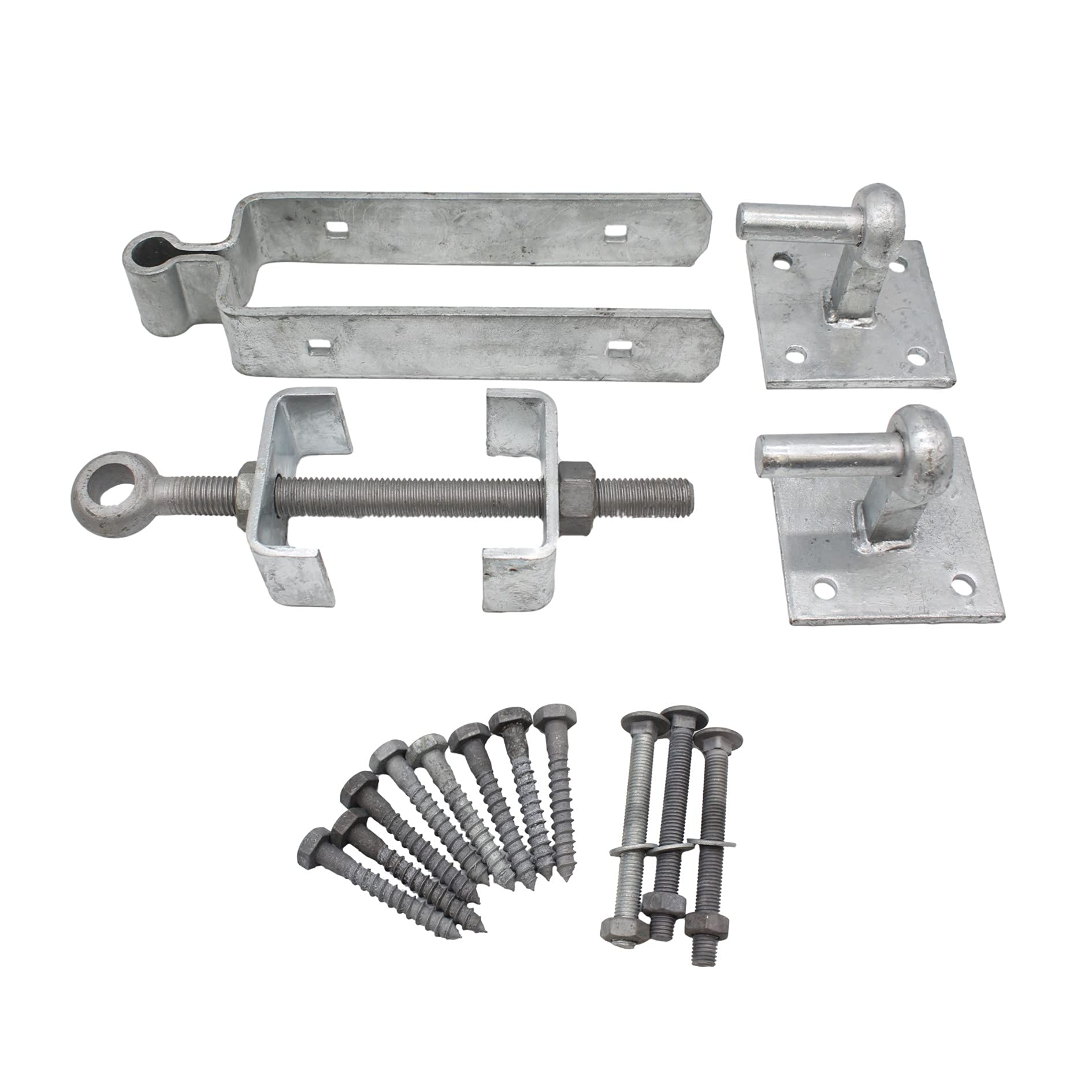 Field Gate Hinge Set Double Strap Adjustable Hook On Plate Pattern | Hot Dip Galvanised | 24 Inch / 600mm