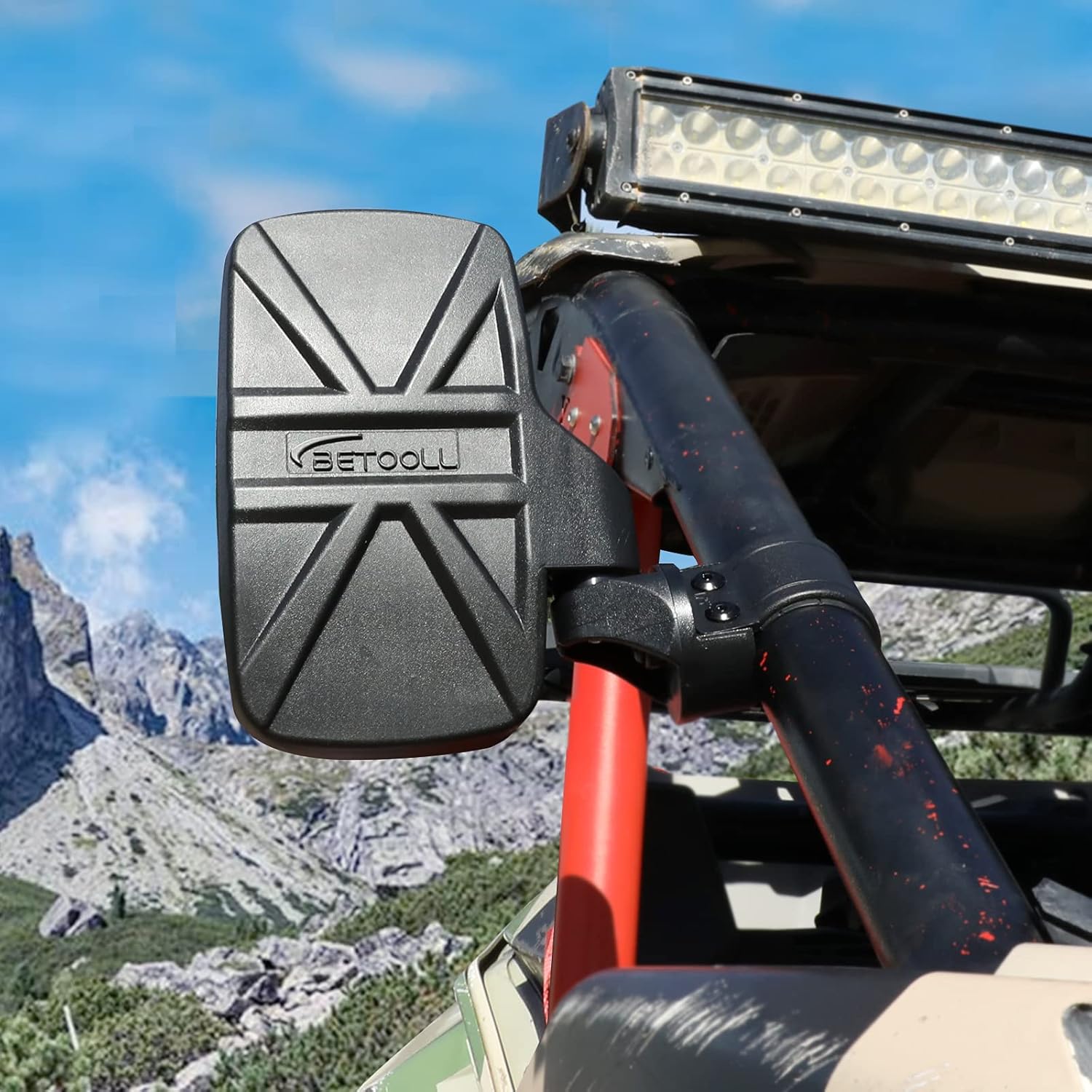 BETOOLL Upgraded Adjustable Pair UTV Side Mirror Set 1.75 or 2inch Roll Bar Cage, Universal UTV Side View Mirrors High Impact(Pack of 2) - Image 7