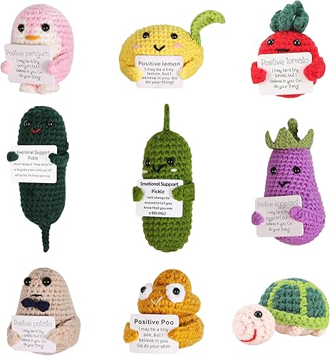 Miniatura 8 de Tomate de ganchillo en escabeche hecho a mano, con apoyo emocional, lindo muñeco de ganchillo para amigos y familia, divertido juguete de pepinillo