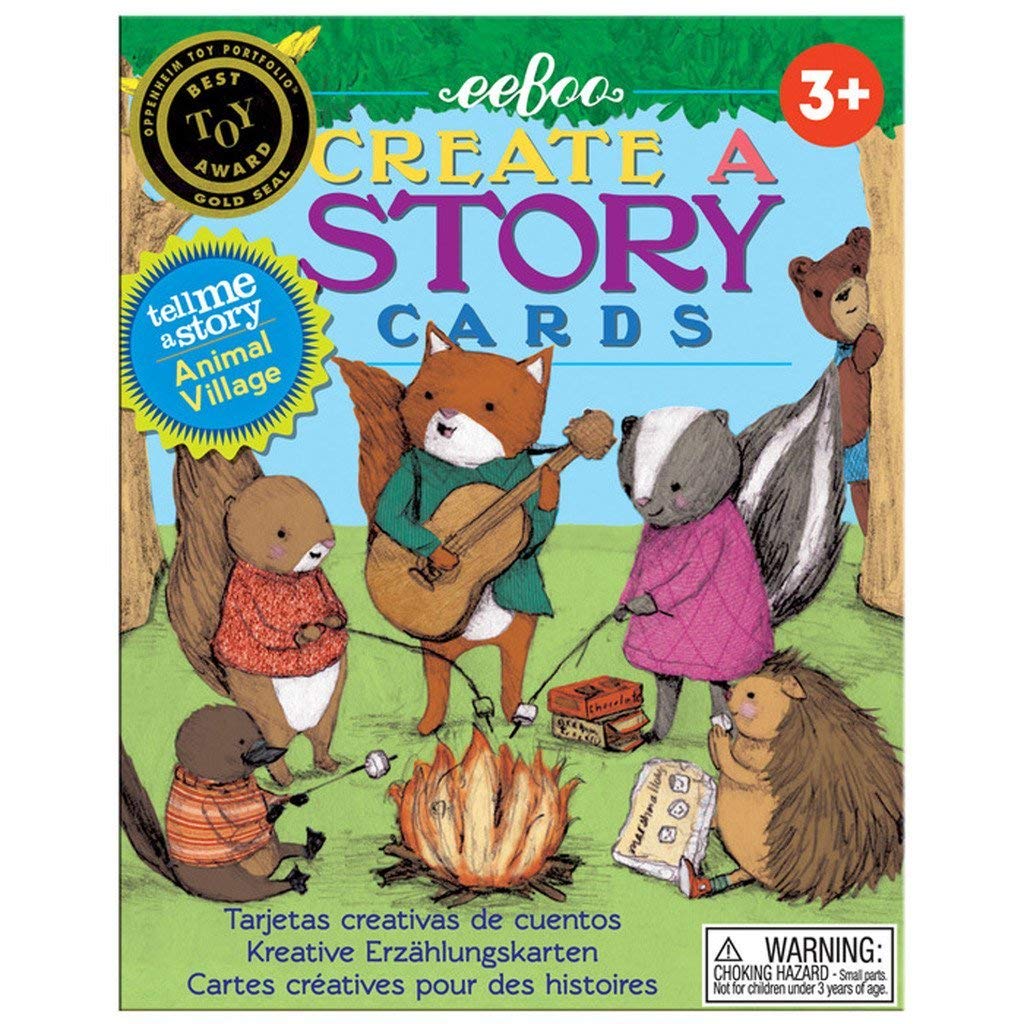 eeBoo: Animal Village Create a Story Pre-Literacy Cards, 36 Cards with Colorful Characters, Encourages Imagination, for Ages 3 and up