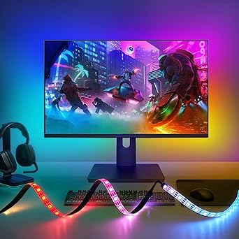 Amazon.com: bruwaa Monitor Backlight for PC, 6.5ft LED Strip Sync to 32 ...