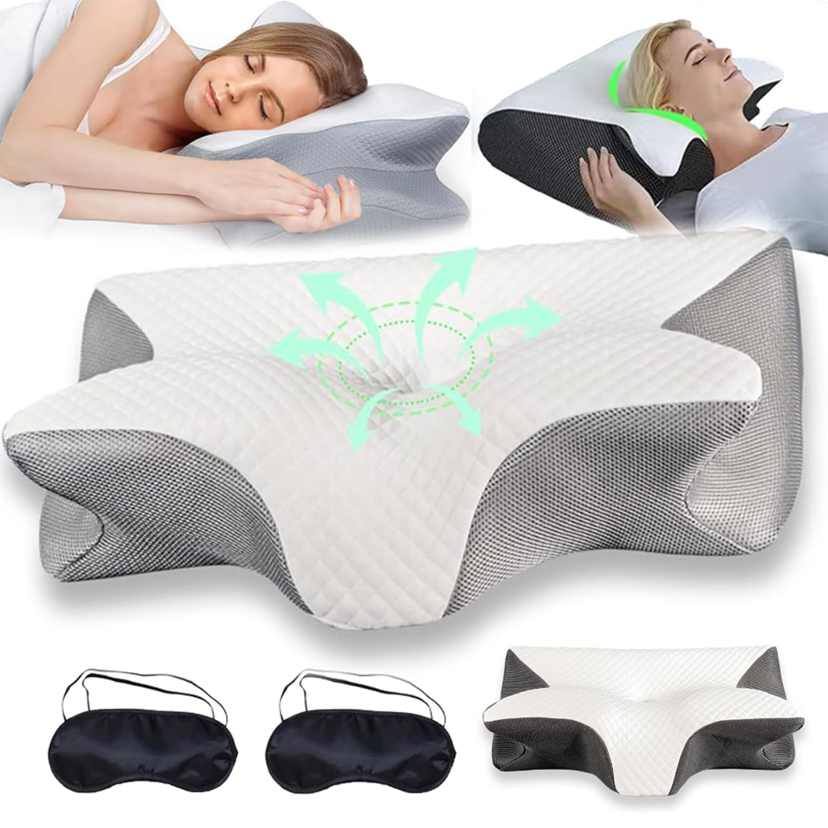 Neckhaven Ergonomic Neck Pillow For Sleeping - Memory Foam, Removable Washable Cover, Black (Hospitality Collection)