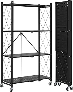 ALANNG 4-Shelf Foldable Metal Shelving Units ...,