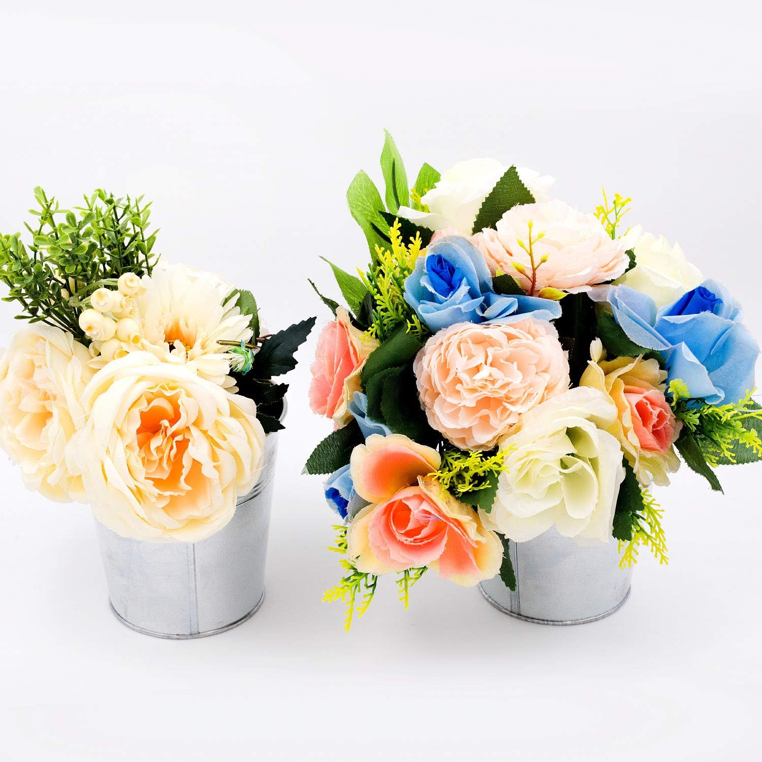 KINJOEK 16 Packs Galvanized Bucket Metal Planter, 4.72 x 4.72 x 3.54 Inch Round Flower Pot Plant Basket for Balconies, Gardens, Patios, Office, Parties and Weddings