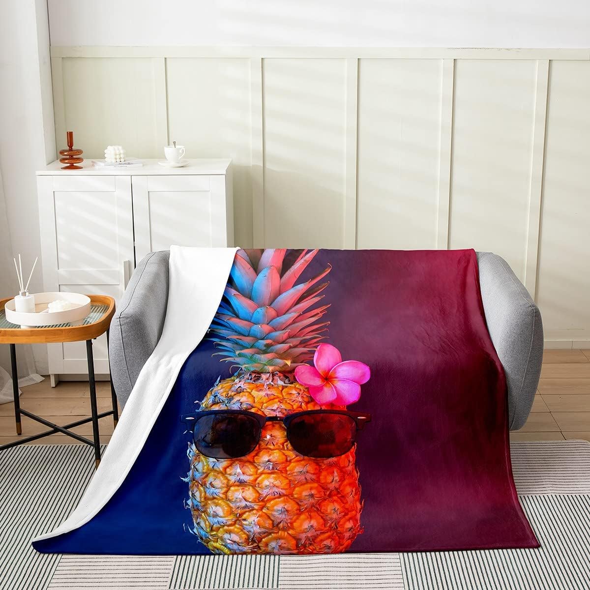 Pineapple Flannel Fleece Throw Blanket, Tropical Morocco Ubuy