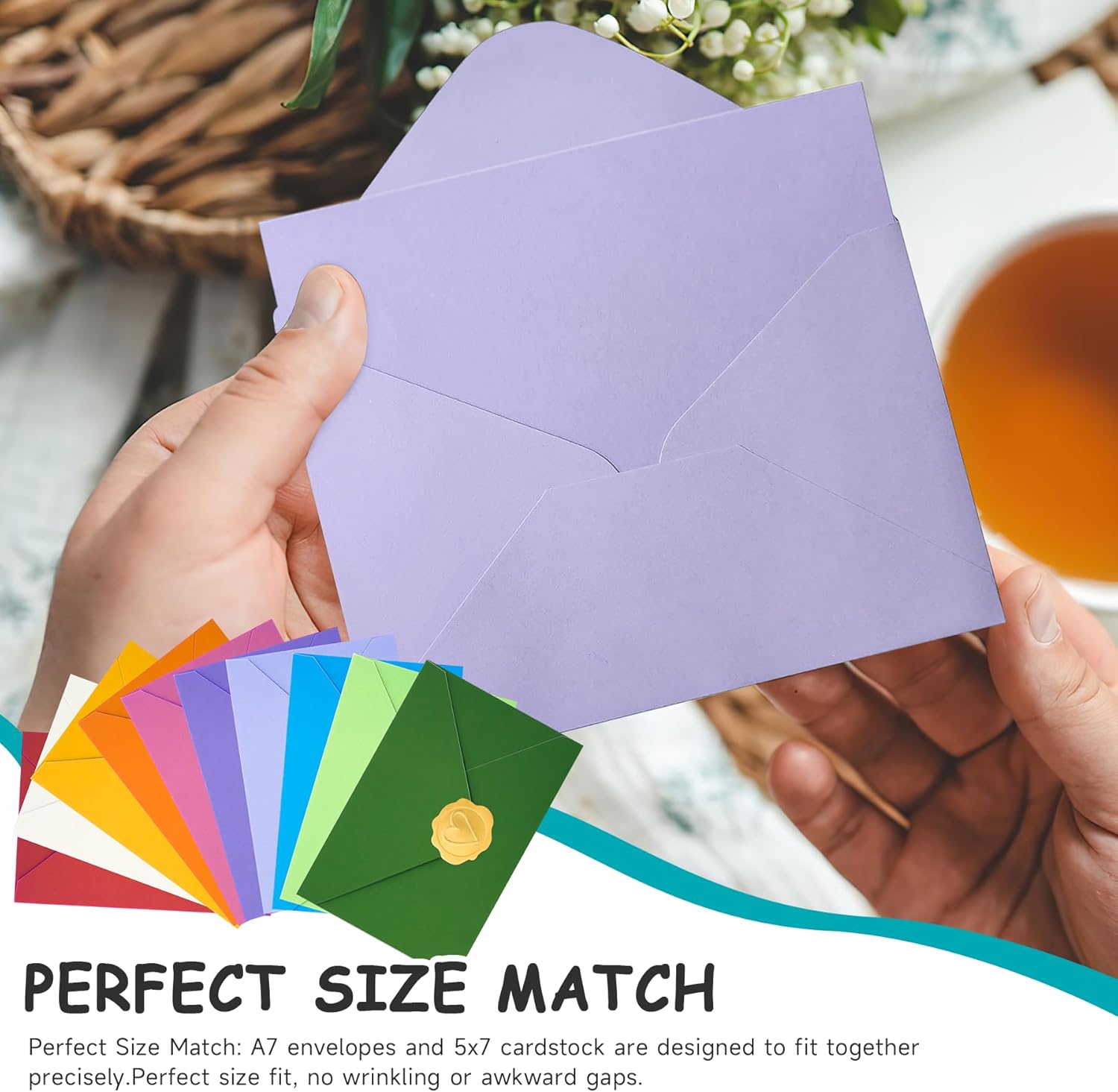 30 Pack A7 Colorful Envelopes and 4x6 Blank Cards with Gold Stickers, Heavy Folded Cardstock and Envelopes for Invitations, Wedding, Birthday Party, Baby Showers, Business & Greeting Cards - Image 5