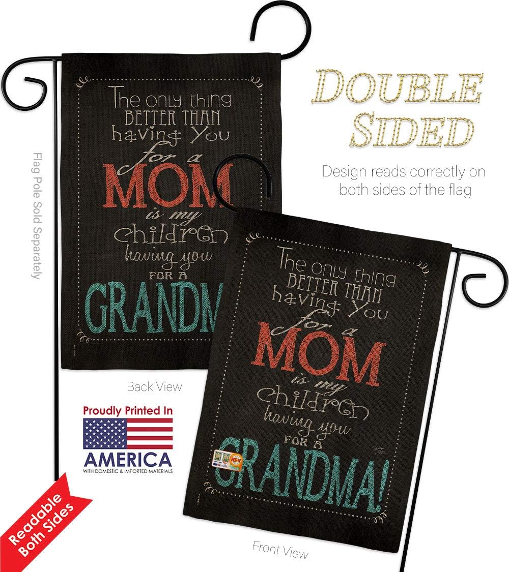 Mom Grandma Burlap Garden Flags Pack Family Mother Day Mama Love Flowers Parent Sibling Relatives Grandparent USA Applique Small Decorative Gift Yard House Banner Double-Sided Made In 13 X 18.5
