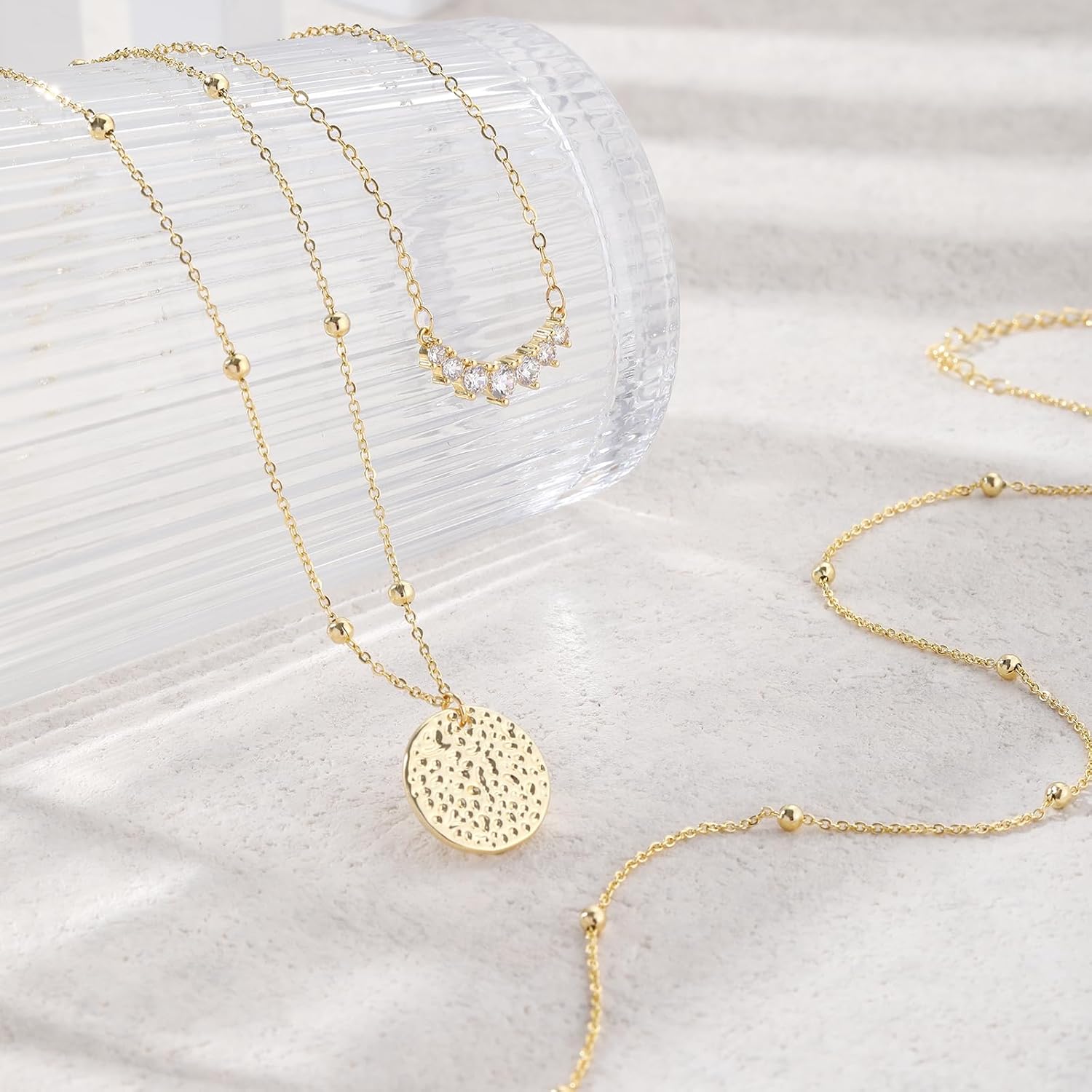 VIROMY Gold Necklace for Women 14k Gold Chain Necklaces Dainty Layered Necklaces Simple Stackable Pendant Necklaces Herringbone Cuban Paperclip Chain Gold Choker Necklaces Gold Jewelry for Women - Image 5