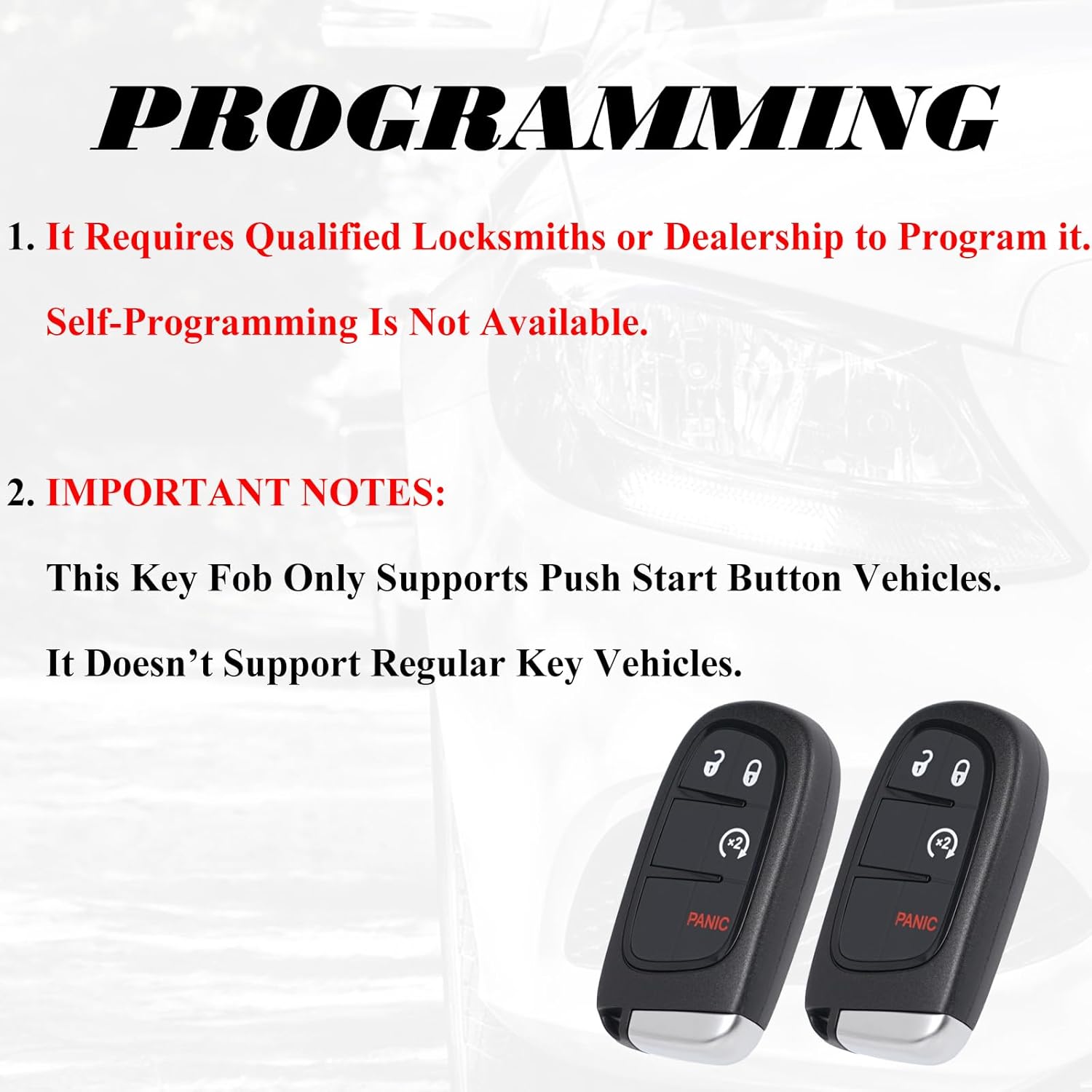 Keyless Entry Remote Start Control Key Fob Replacement Compatible with Dodge Ram 1500 2500 3500 2013 2014 2015 2016 2017 2018 GQ4-54T 433 MHz