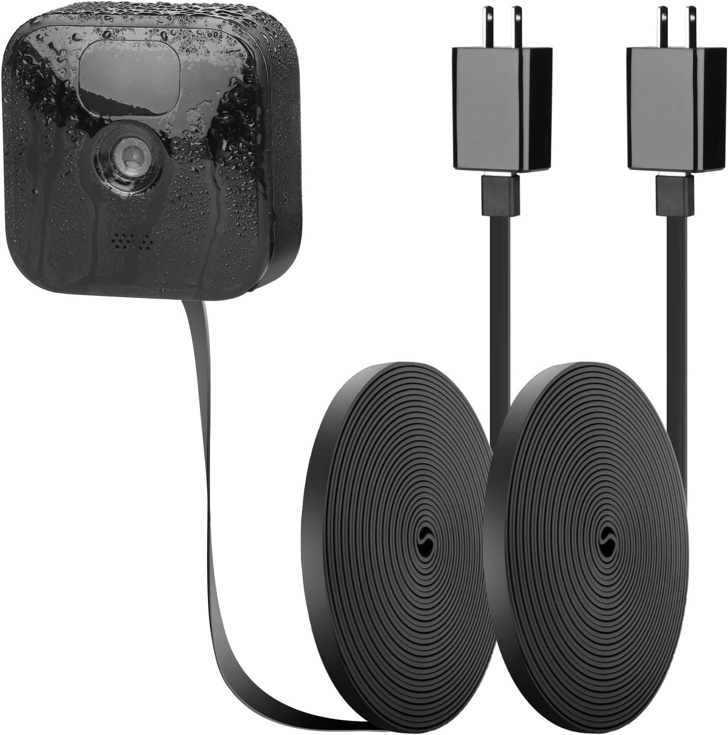 iTODOS 2 Pack 25ft/7.5m Power Cord and Adapter for Blink Outdoor (3rd Gen) XT3/Blink XT XT2 Camera, Weatherproof Outdoor Power Cable, Flat Charging Cable Charger for Blink Outdoor