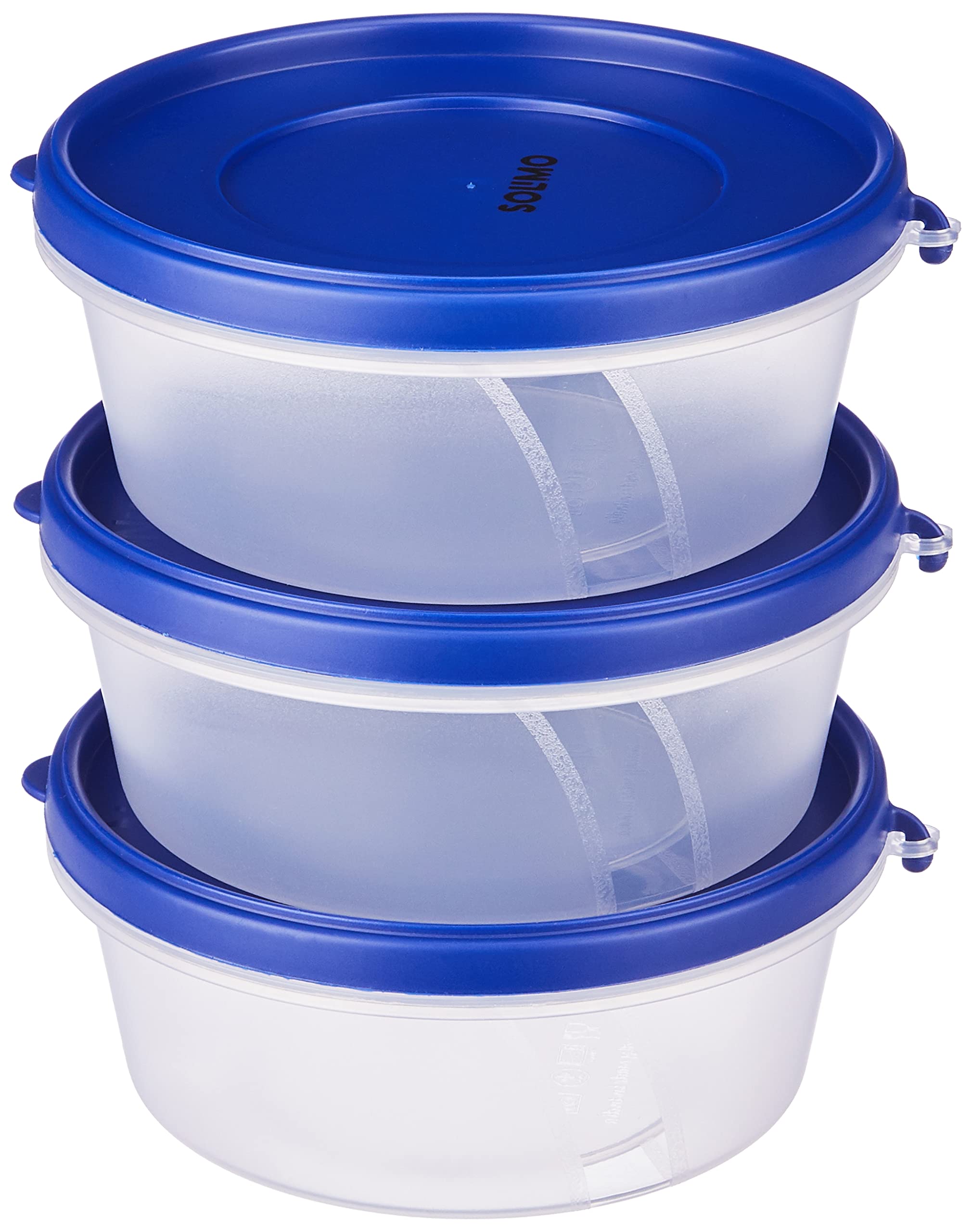 Amazon Brand - Solimo Nestable & Stackable Polypropylene Container Set, Round, 500 ml, Set of 3, Blue