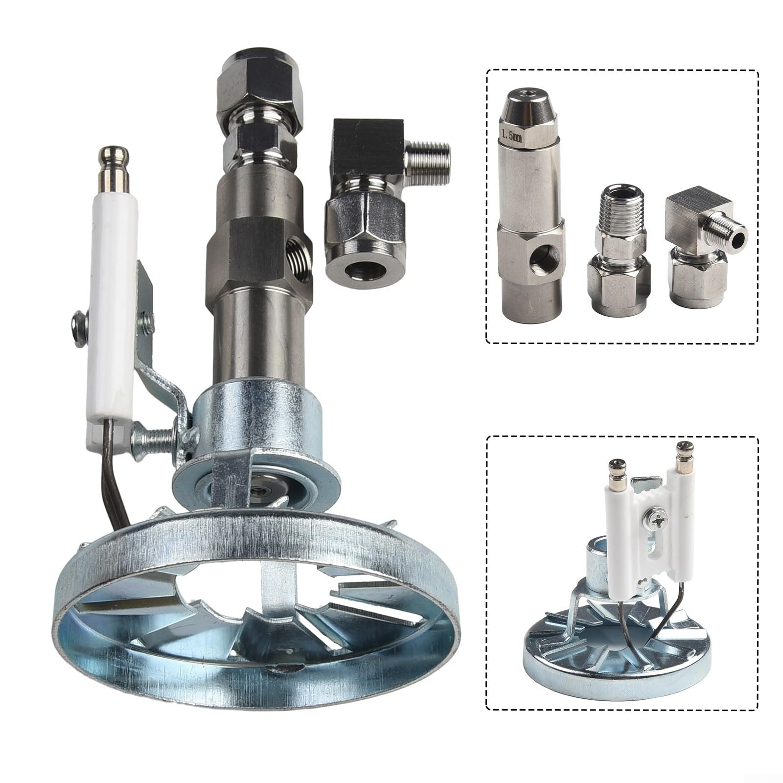 Industrielle Heizdüse für Altölbrenner, Kesselverbrennung und Schwerölzerstäubung, luftunterstützte Kraftstoffdüse mit 0,8/1,0/1,5/2,0 mm Metall (1,5 mm)