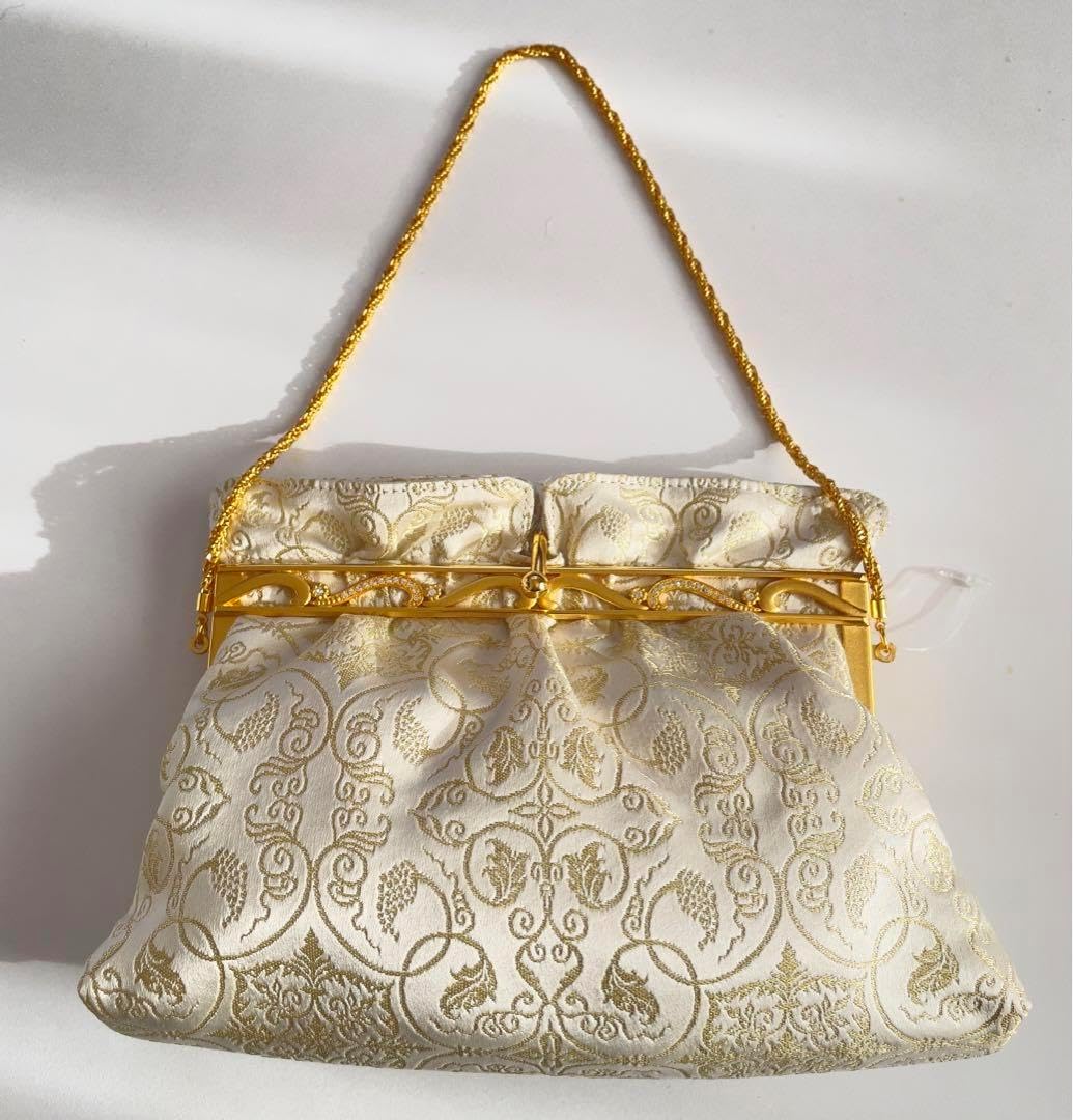 C0202)龍村美術織物 和装バッグ 動物 幾何学 茶色 正絹 和装小物 楽天