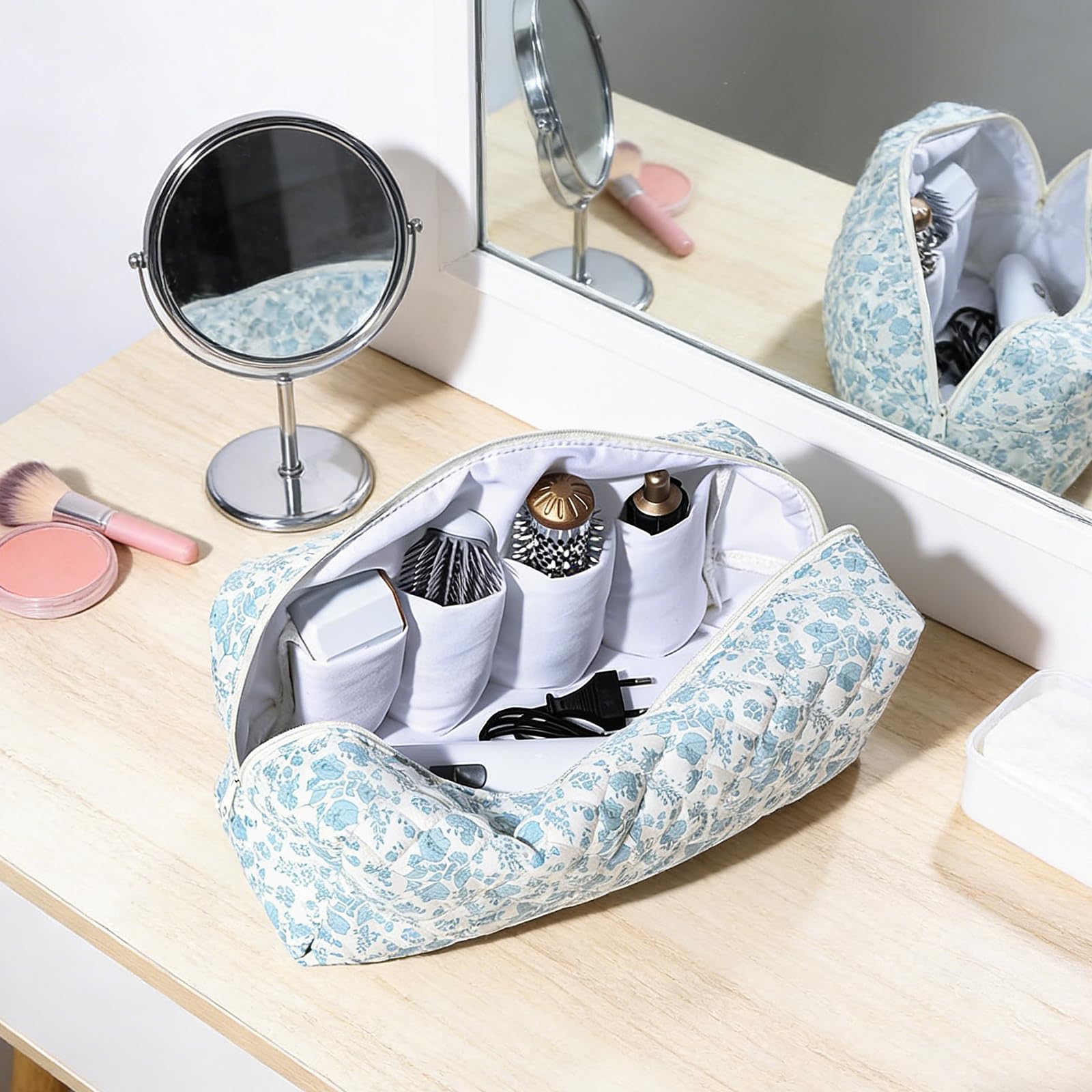 Torba podróżna do Dyson Airwrap, kompatybilna torba do przechowywania z torbą na akcesoria do narzędzi do stylizacji włosów Flexstyle, niebieski, L, Praktyczny i praktyczny