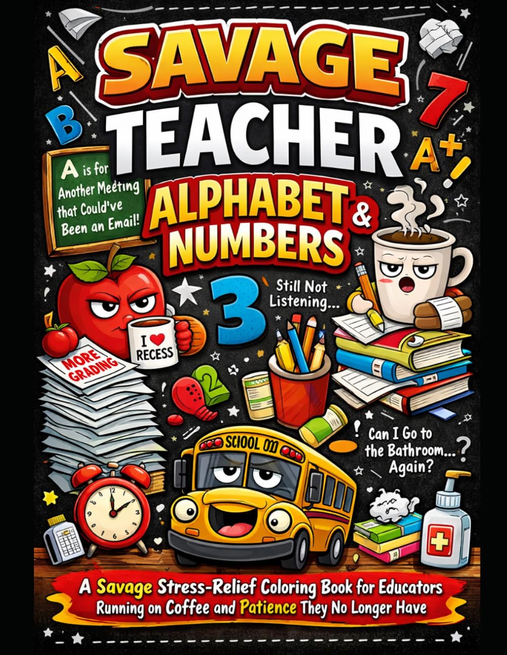 The Savage Teacher Coloring Book: A–Z Classroom Humor for Stressed-Out Educators (The Savage Stress Relief Coloring Series)
