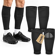 <span>Kids Soccer Shin Guard Sleeves 2 Pairs with Pocket, Youth Shin Pad Holders for Boys &amp; Girls Ages 3&ndash;15, Breathable Non-Slip Soccer Compression Sleeves for Training &amp; Games</span>