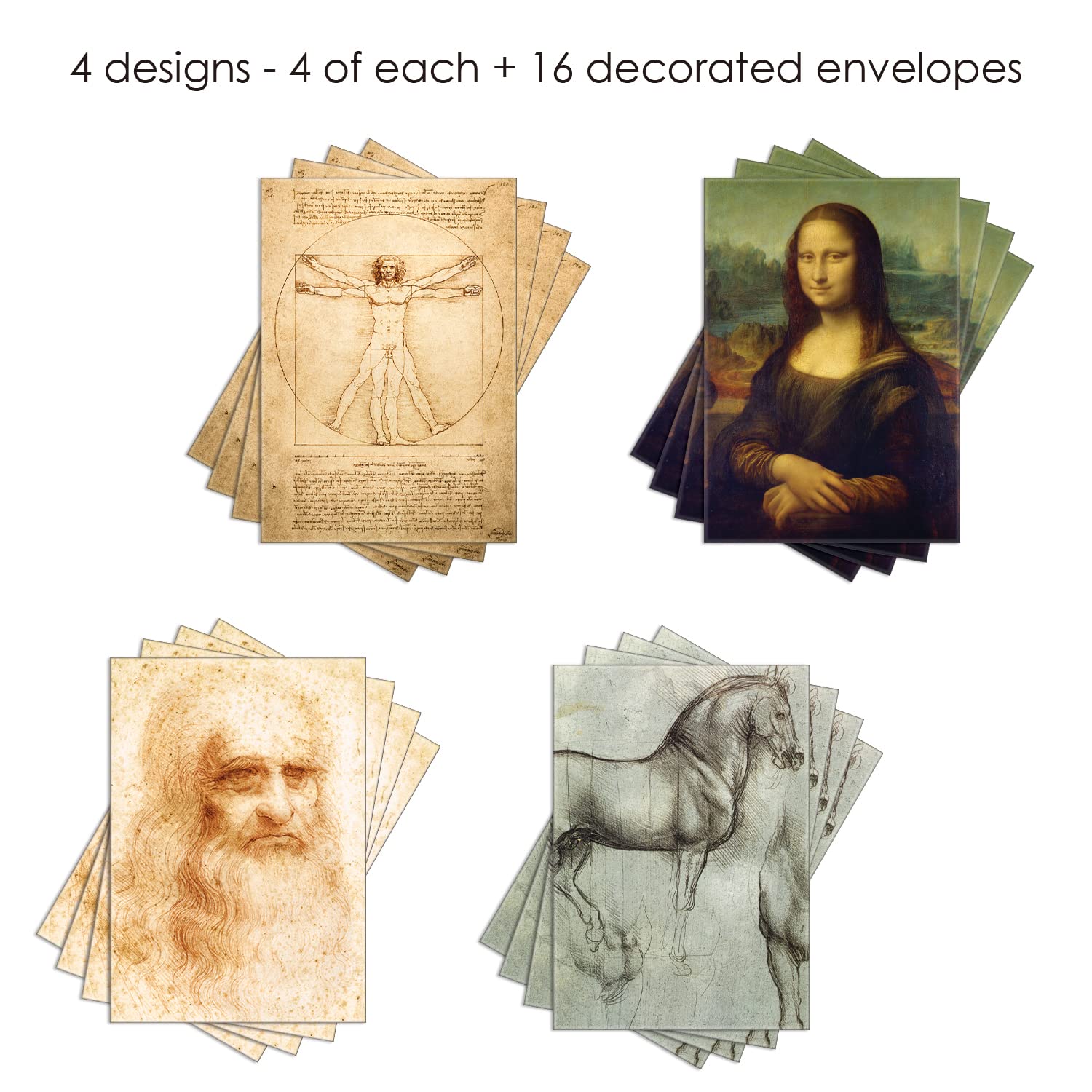 RainCaper Fine Art Keepsake - Tarjetas de felicitación de 5 x 7 pulgadas con sobres decorativos, en caja de regalo, cartulina de 300 g/m² (favoritos de da Vinci)