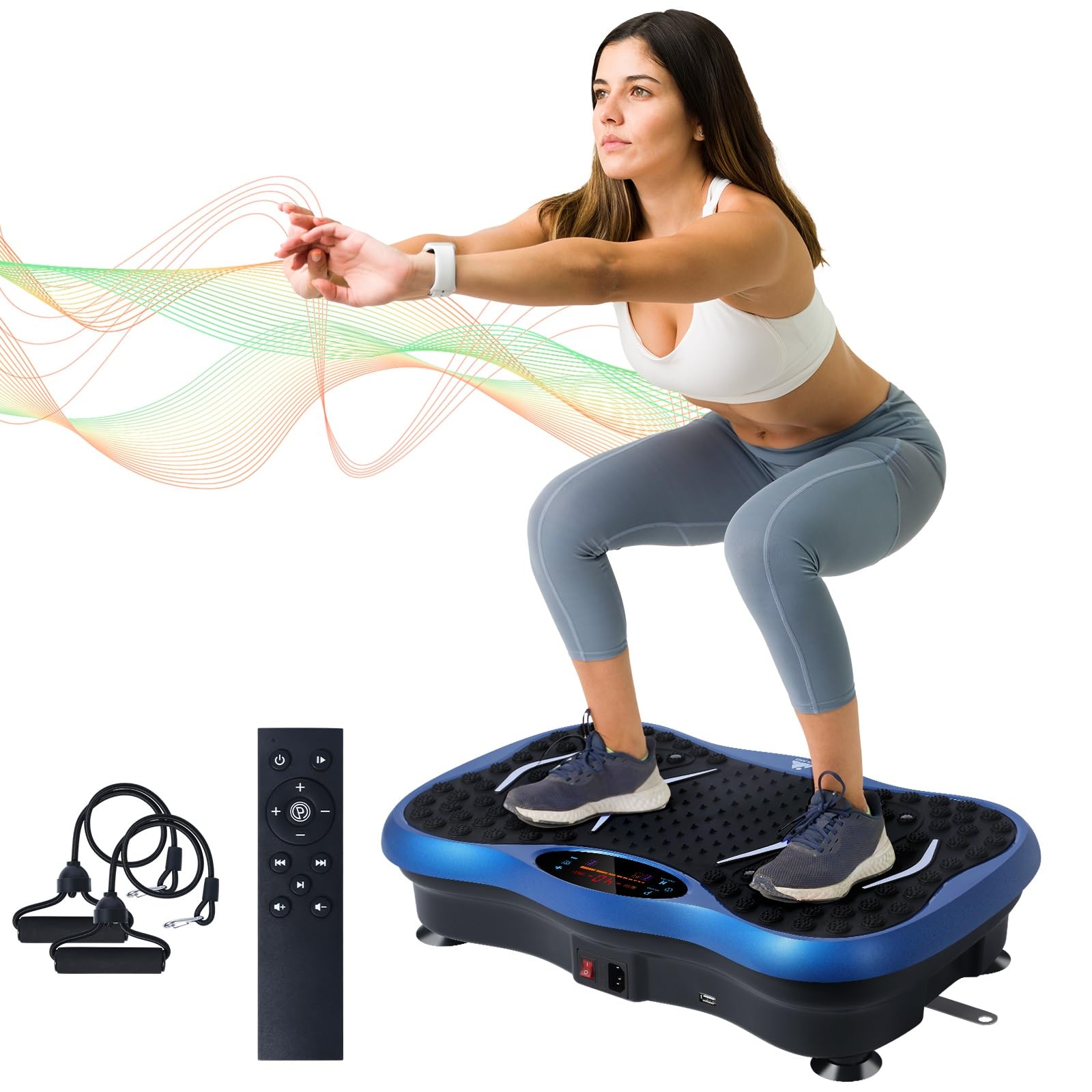 Vibration Plate Exercise Machine Full Body Vibration Platform for Lymphatic Drainage 99 Speed Levels 5 Workout Modes Resistance