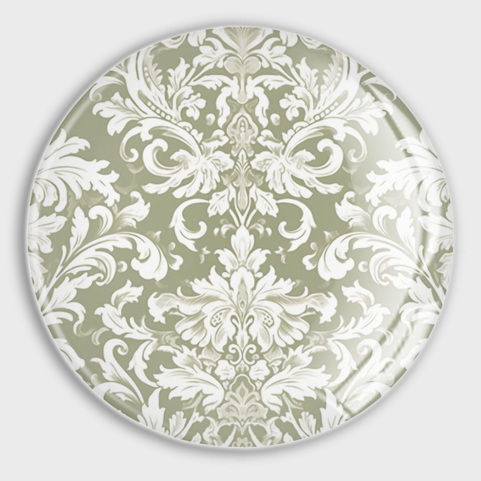 Lot de 4 aimants ronds en verre damassé blanc pour tableau blanc et frigo, fixation forte
