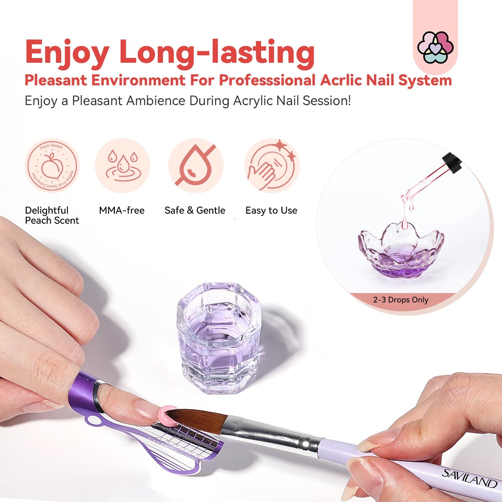 SAVILAND Acrylic Liquid Monomer Odor Neutralizer: 30 ml Peach Scent Monomer Drops Odor Out for Acrylic Monomer Liquid Drops Monomer Smell Eliminator with Dropper Nail Tech Acrylic Nails Salon Use - Image 3