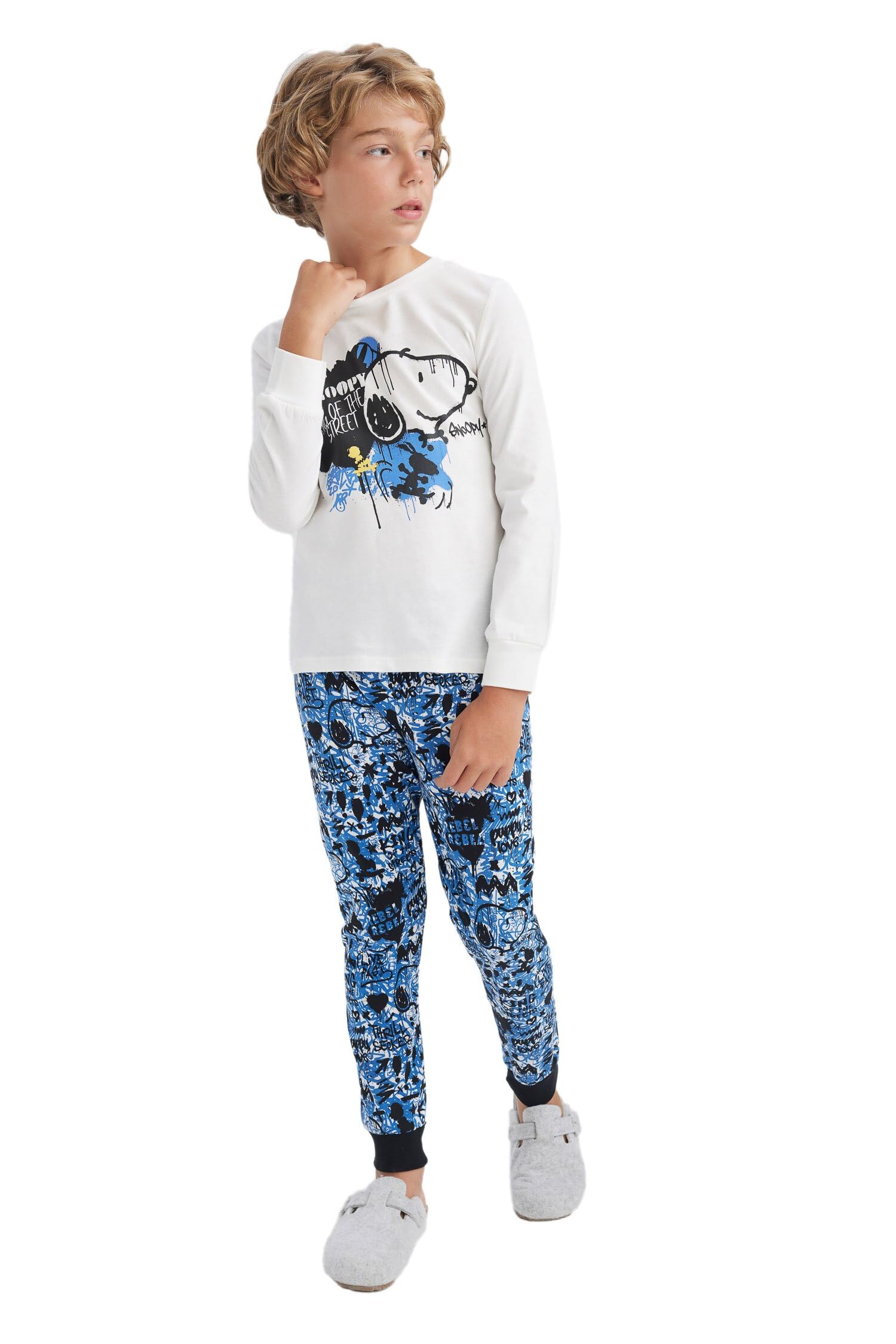 Erkek Çocuk Erkek Çocuk Snoopy Uzun Kollu Pijama Takımı