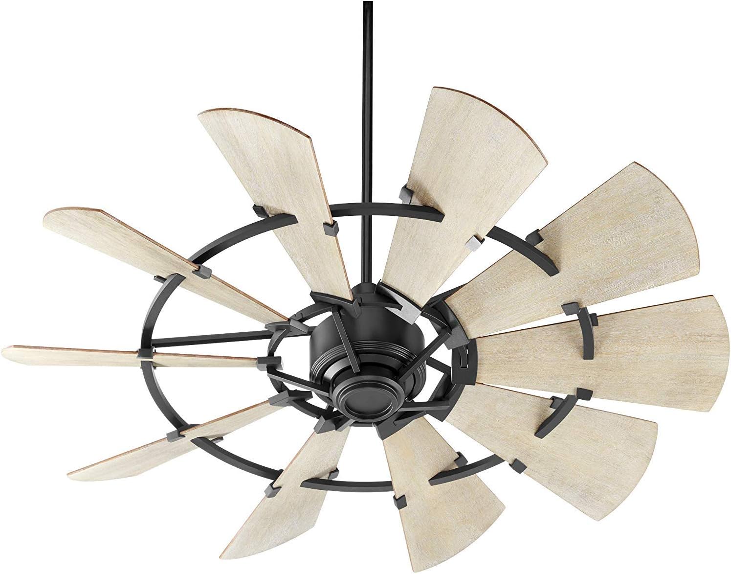 Quorum International 95210-69 I Windmill Collection 52 Inch Ten Blade Ceiling Fan - Noir Finish I Six Speed Reversible Motor I Modern Contemporary Fixture I Light Fixture Adaptable I
