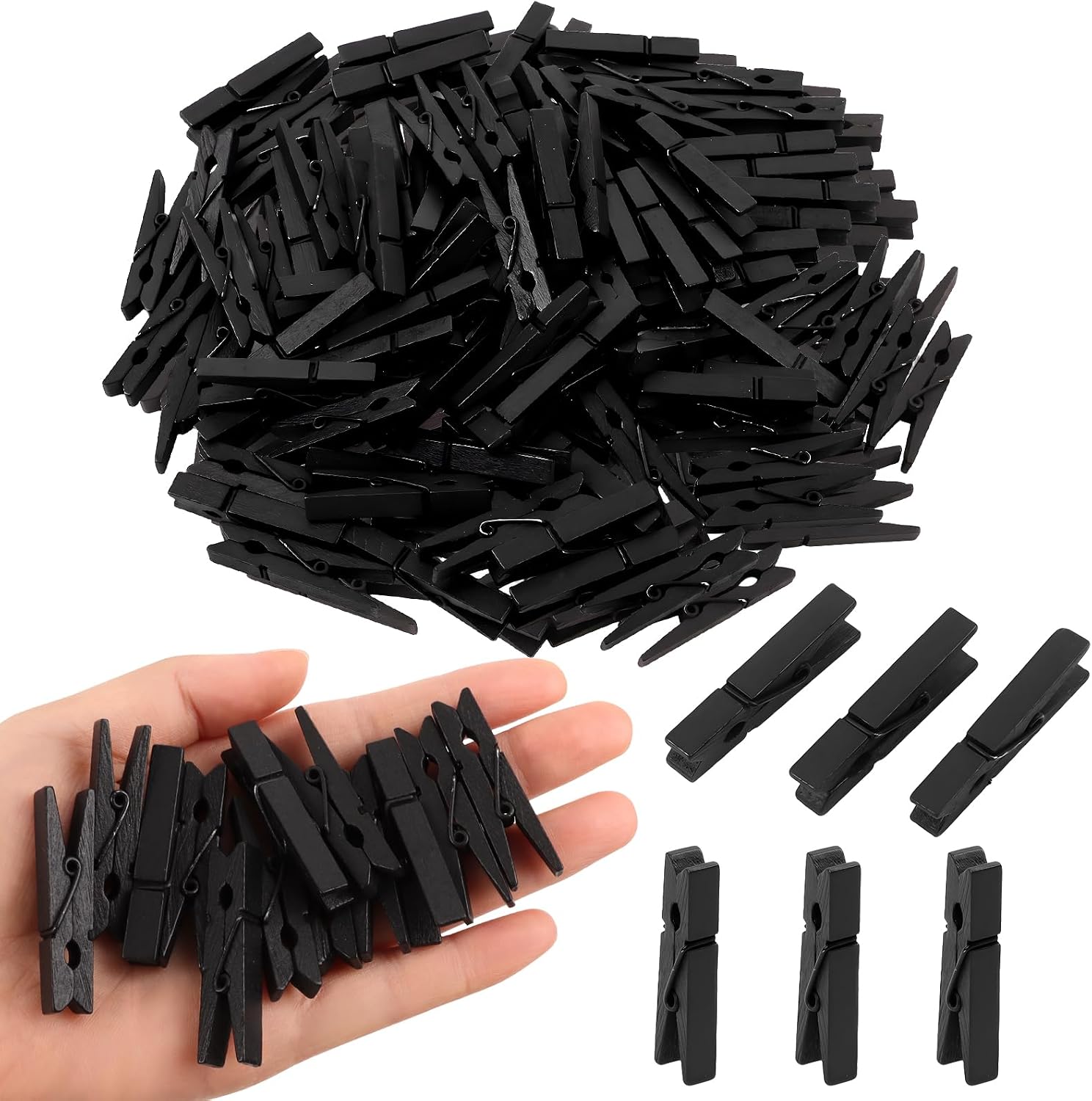 KIMOBER 1.77Inch Wooden Clothespins,Sturdy Natural Wooden Craft Peg Pins Clips for Photos Pictures Paper Crafts,100pcs