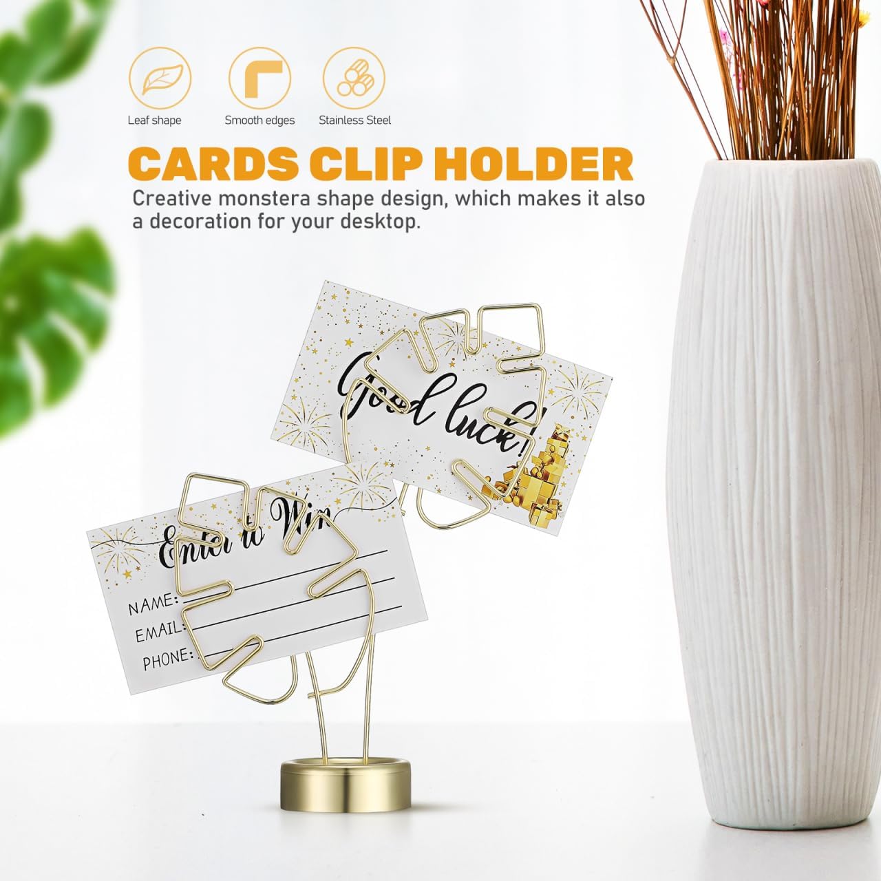 jojofuny Monstera Shape Memo Clamp Photo Clips Holder for Desk Picture Holder for Desk for Cards Photos Table Numbers Name Cards Menu Displays Home Office Party Decor 1.49X3.54X5.51in image 5
