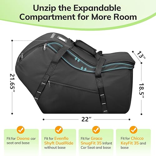 Miniatura 2 de YOREPEK Bolsa de viaje extensible para asiento de automóvil para avión, apta para Doona, Nuna, Graco, UPPAbaby asiento de automóvil infantil, bolsas