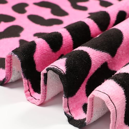 Miniatura 4 de GIELYPANO Toalla de playa 100% algodón con estampado de leopardo, ultra suave, absorbente, de secado rápido, toallas de playa color rojo rosa, 60 x