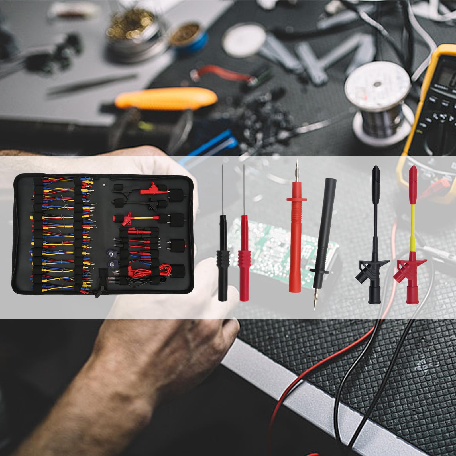 Kit de Fils de Test Automobile, Sonde Arrière, Pince de Test de Perçage D'isolation, Multimètre, Testeurs électriques, Connecteurs de Fil, Outils de Diagnostic Automatique pour Réparation de Voiture